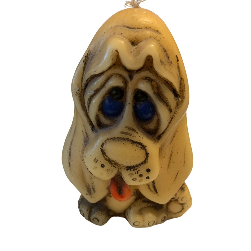 Hand Painted Figural Candle by Animal Delights Droopy Puppy Eyes- 1960s